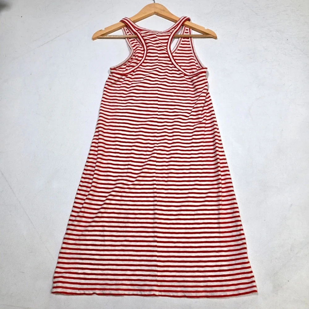 J. Crew Tank Dress Womens Small Red White Striped Racerback Summer Mini Casual